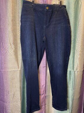 Chicos Platinum Jeans 2.5 Large Dark Wash High Rise Stretch